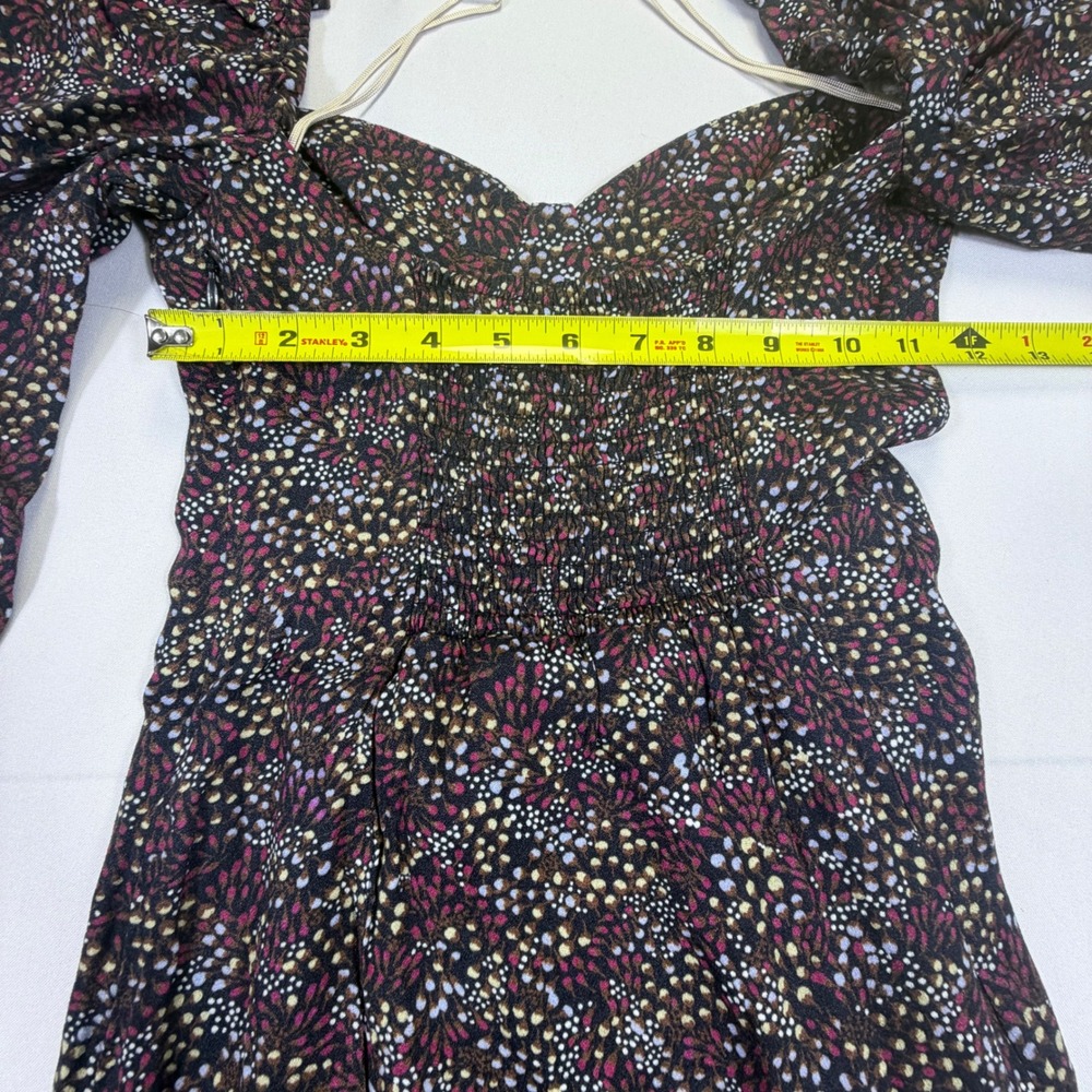 Wilfred Aritzia Mini Dress Floral Sweetheart Neck Puff Sleeve Smocked Back - Picture 5 of 6